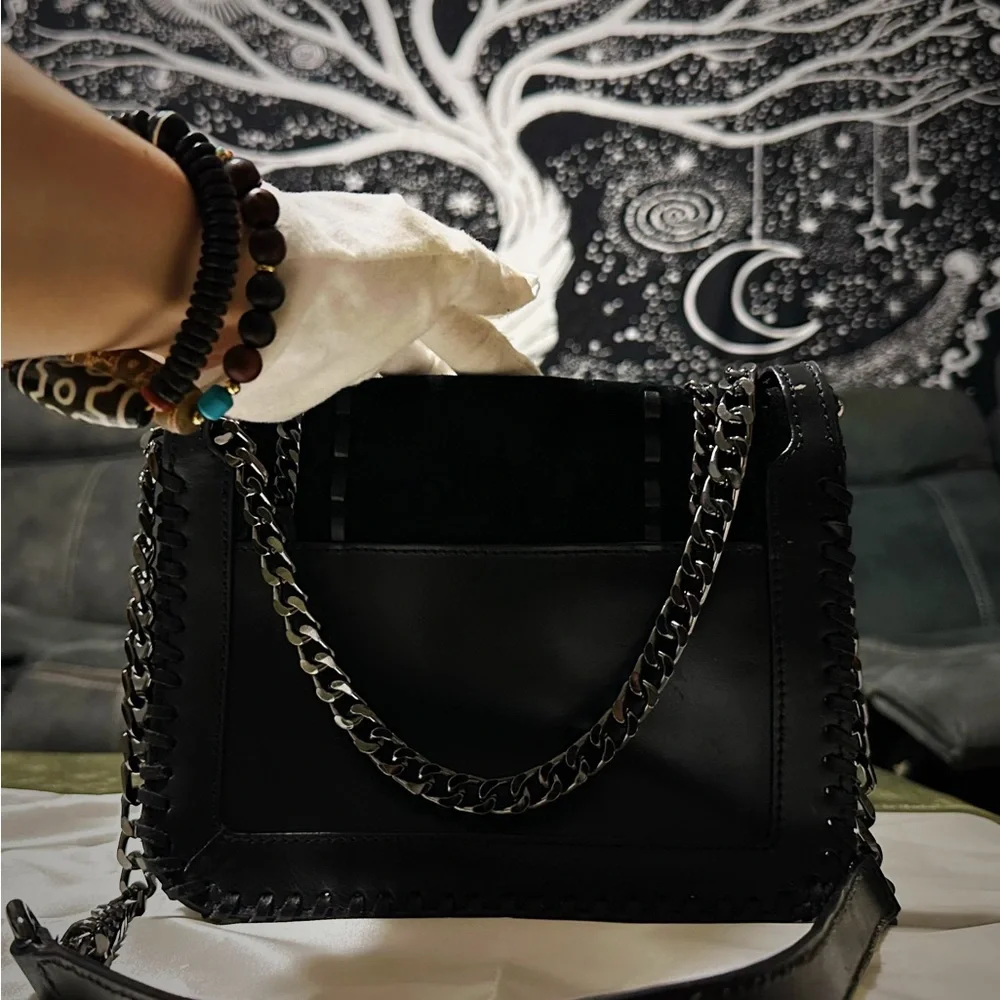 Vintage style Y2K Zara Black Crossbody Bag with Silver Chain - Picture 10 of 16